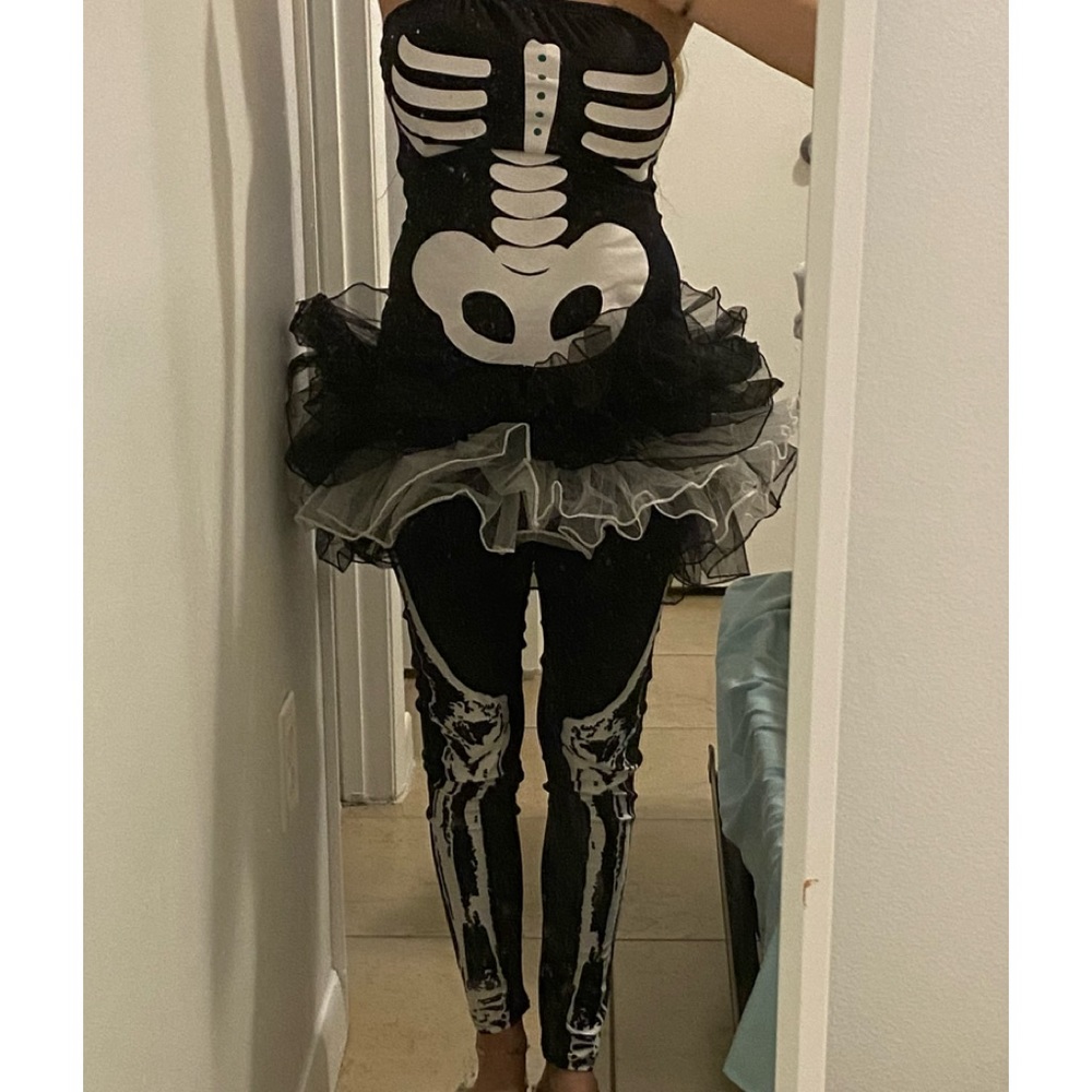 Woman XS Halloween costume skeleton tutu and Pants